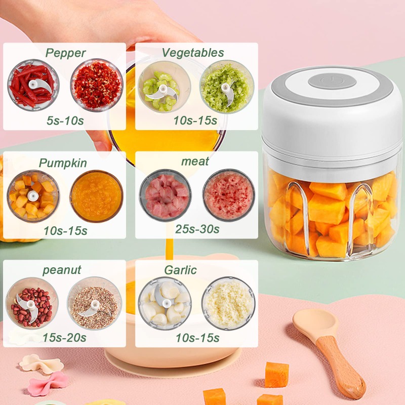 250ML Electric Garlic Grinder  - Baby Food With Meat ulasan dan harga