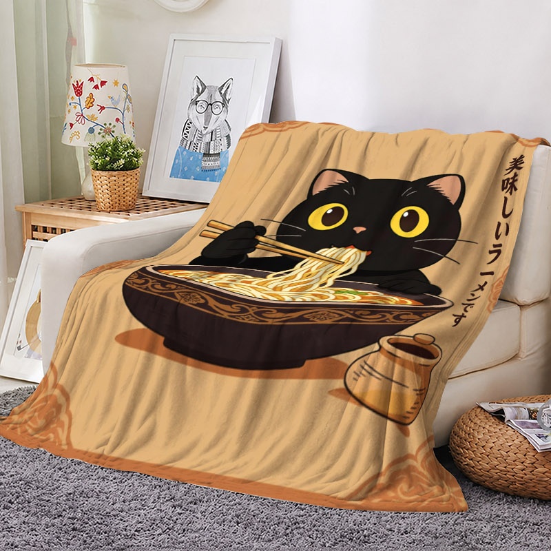 Cute Cat Ramen Throw Blanket T - Baby Food In Japan ulasan dan harga